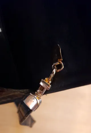 Borsa vera pelle serpente nera lucida