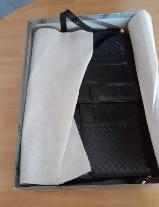 Borsa vera pelle serpente nera lucida