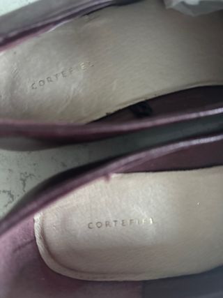 Mocasines mujer morados con flecos granates