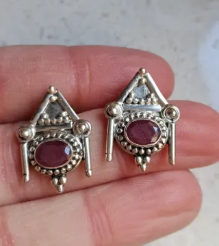 Orecchini Argento 925 Radice di Rubino