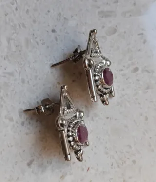 Orecchini Argento 925 Radice di Rubino