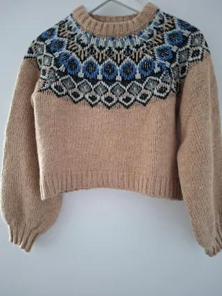 Jersey beige con estampado geométrico