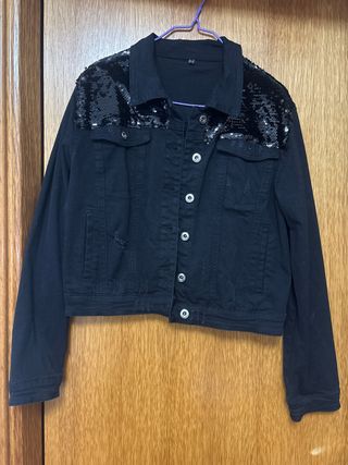Chaqueta vaquera negra lentejuelas