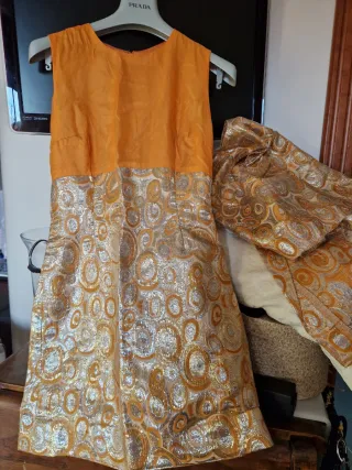 Vestitino vintage anni 60 in giorgette e laminato
