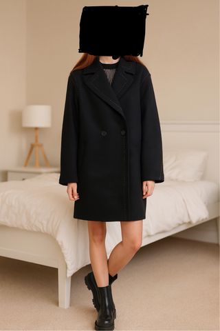 Abrigo Desigual Stitc Negro Nuevo Talla S