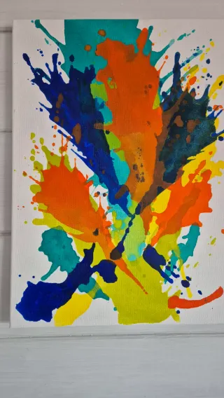 Quadro astratto multicolore su tela