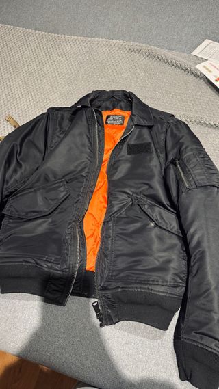 Cazadora vuelo Schott Bros. Negra Naranja