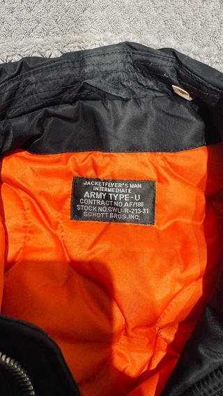 Cazadora vuelo Schott Bros. Negra Naranja