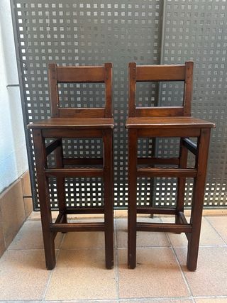 2 Banquetas Madera Maciza Marrón