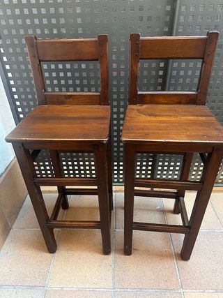 2 Banquetas Madera Maciza Marrón