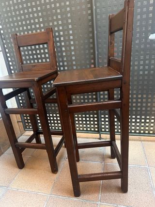 2 Banquetas Madera Maciza Marrón