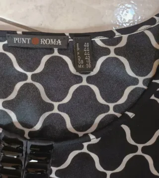 Blusa elegante Punto Roma negra y blanca