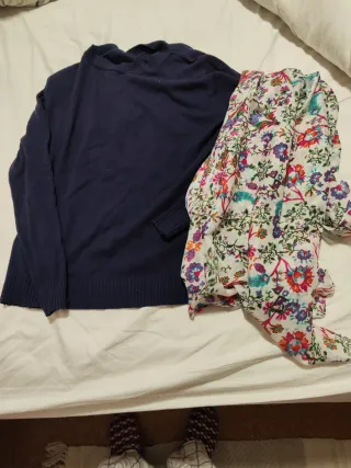 Jersey lana y pañuelo estampado