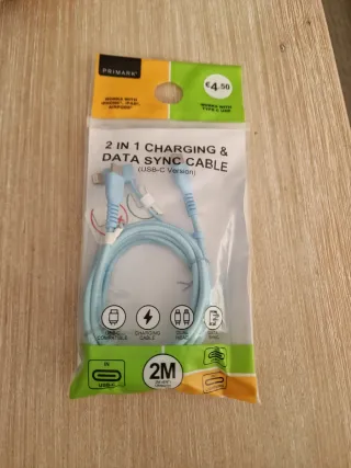 Cable Carga y Datos 2 en 1 USB-C