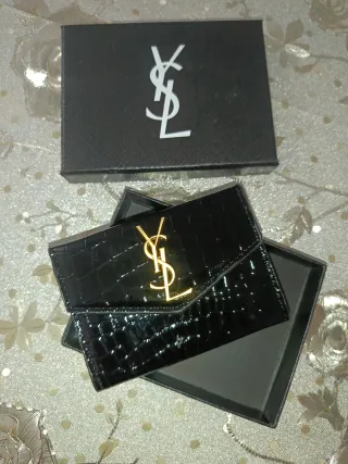 Portacarte Saint Laurent nero e oro