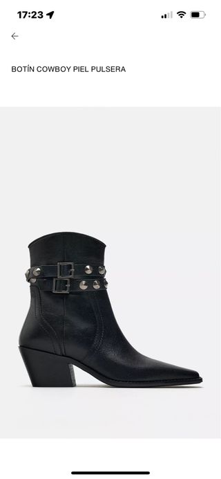 Botín cowboy piel pulsera tachuelas