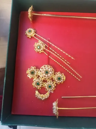 Aderezo Fallera Niña Oro y Verde