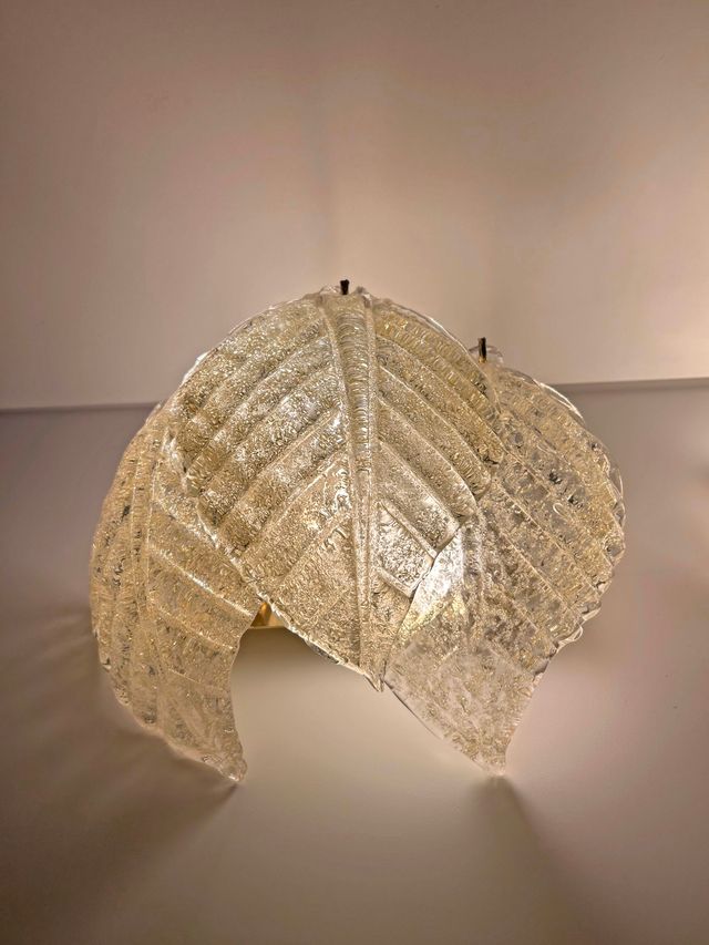 APLIQUES DORADOS HOJAS MURANO, AÑOS 60