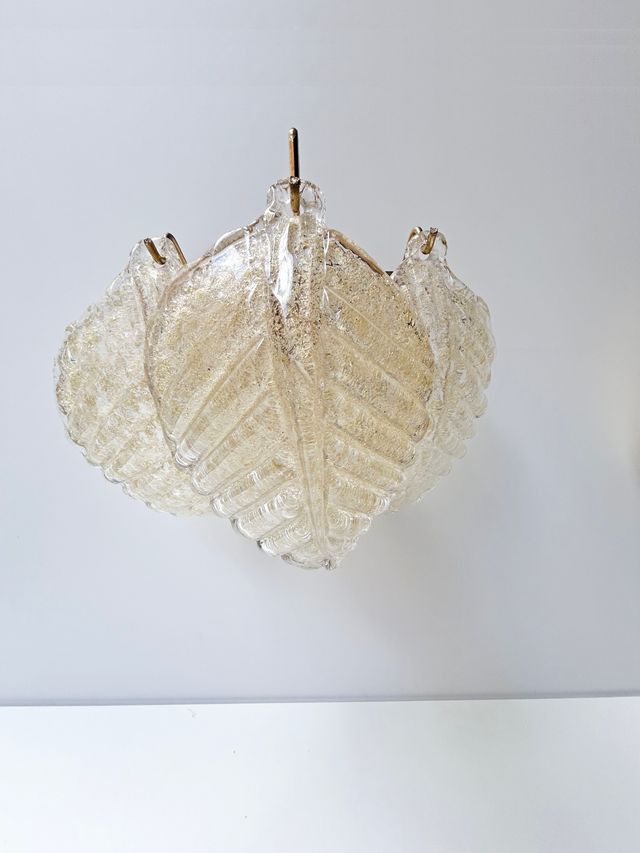 APLIQUES DORADOS HOJAS MURANO, AÑOS 60