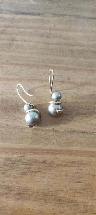 Pendientes doble perla