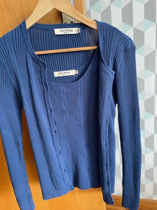 Conjunto Chaqueta y Top Nice Things Azul Talla M