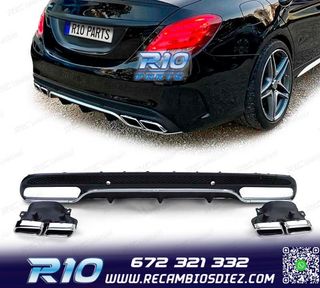 DIFUSOR MERCEDES CLASE C W205 AMG LOOK C63 SEDAN 14-17 + COL
