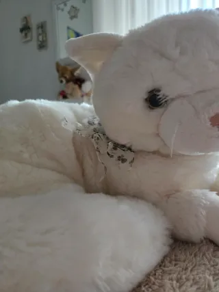 Peluche Gatto Bianco Vintage Grande