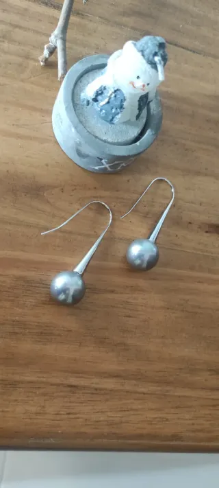 Pendientes Perlas de Mallorca Plateado perla gris