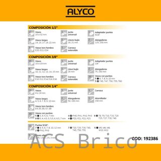 Juego Llaves de Vaso de 1/2", 1/4" Y 3/8" - 155 Piezas Alyco 192386