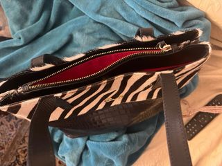 Bolso piel coco negro y cebra