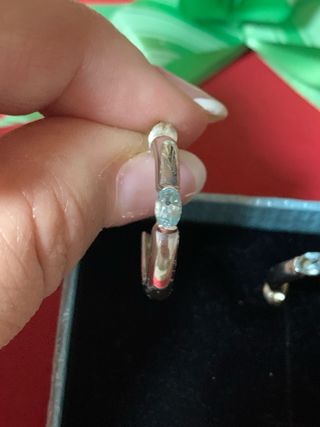 Pendientes aro plata con aguamarina