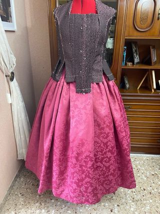 Falda de fallera Damasco rosa