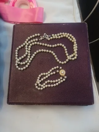 Collar y pulsera fallera perlas