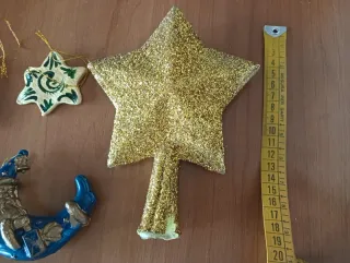 N.5 Decorazioni, puntale in glitter dorato