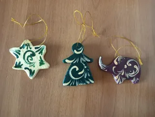 N.5 Decorazioni, puntale in glitter dorato