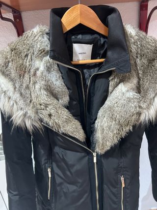 Abrigo largo plumífero negro