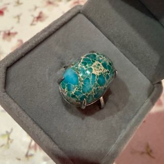 Anillo Jaspe Oceánico Plata 925 Ajustable