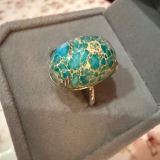 Anillo Jaspe Oceánico Plata 925 Ajustable