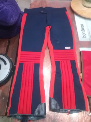 Pantalón de esquí mujer azul y rojo