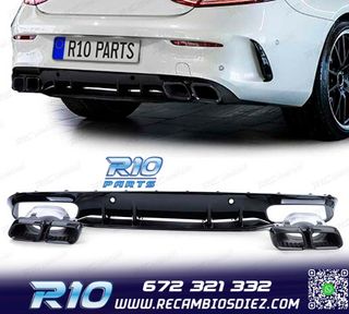 DIFUSOR MERCEDES CLASE C C205 COUPE 15-18 LOOK AMG C63 NEGRO