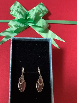 Pendientes bisutería rosa y plata