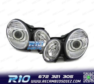 FAROS XENON MERCEDES CLASE E W211 02-06 FONDO CROMO