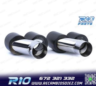 COLAS ESCAPE SALIDA DOBLE UNIVERSAL 2x 89MM ACERO INOX NEGRO