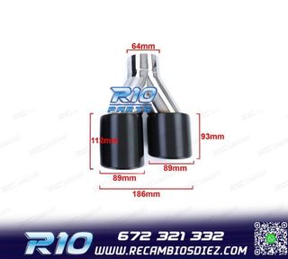 COLAS ESCAPE SALIDA DOBLE UNIVERSAL 2x 89MM ACERO INOX NEGRO