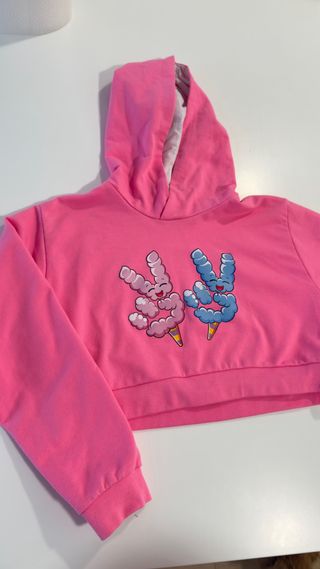 Sudadera Corta Niña Algodón Rosa