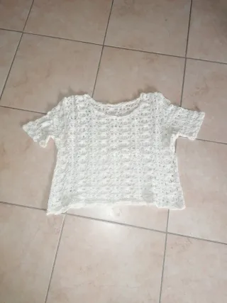 T-shirt in pizzo bianco taglia unica