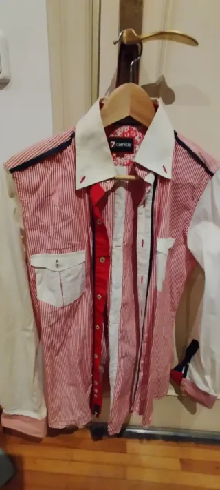 Camisa 7 Camice Rayas Rojas y Blancas