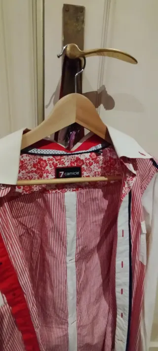 Camisa 7 Camice Rayas Rojas y Blancas