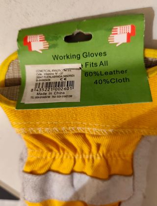 Guantes de Trabajo Piel y Tela Talla Única