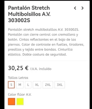 Pantalones de trabajo Velilla Azul/Naranja